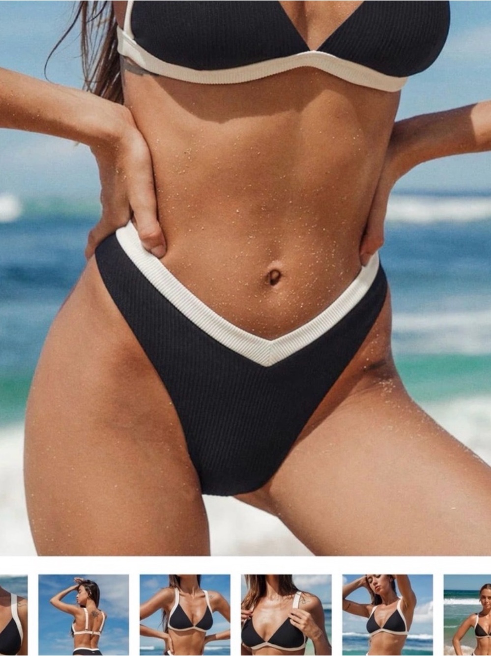 Berlook Black & White Contrast Trim Bikini Set Size Medium NWT